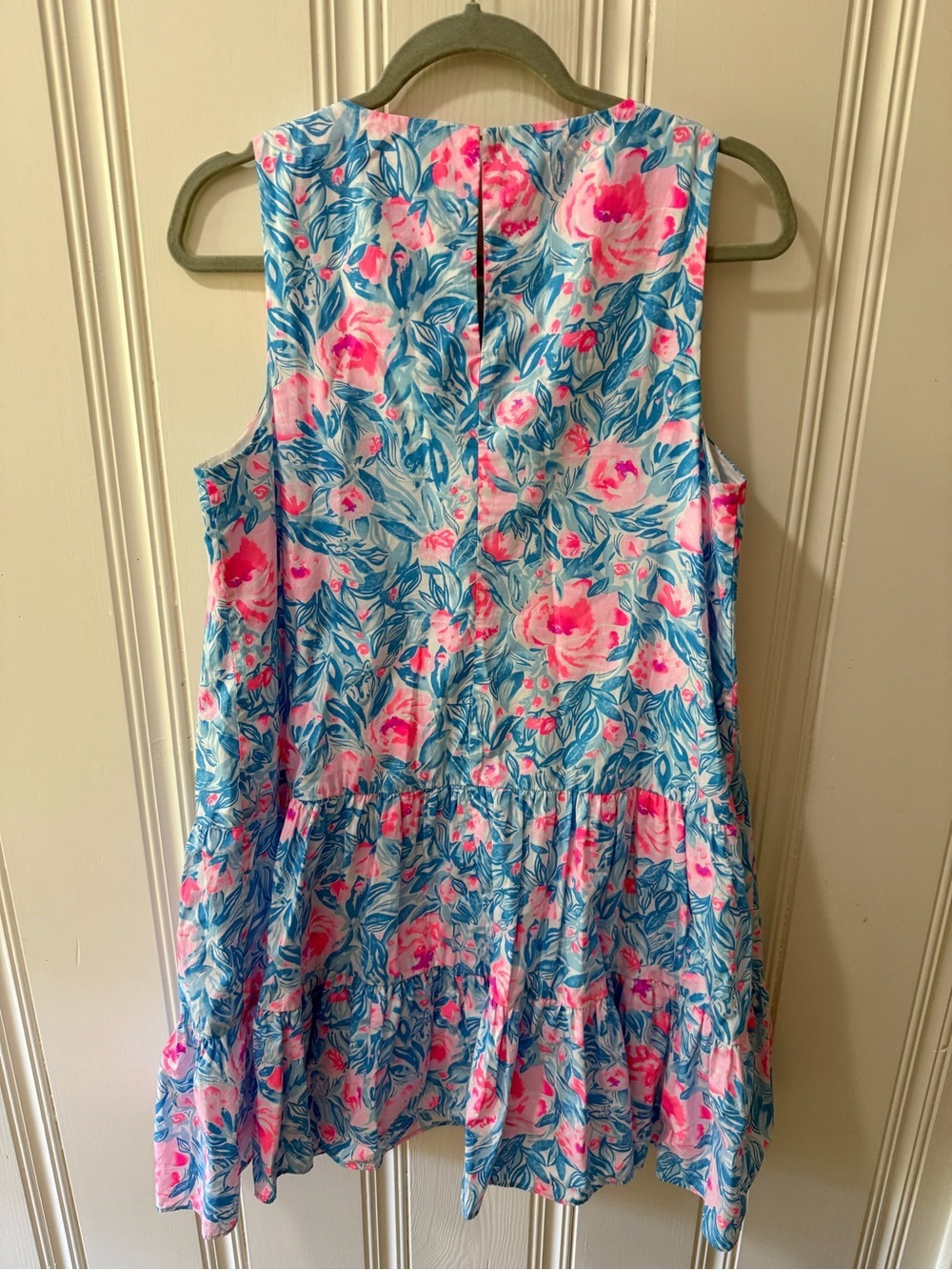 Lilly Pulitzer Trina Dress Bondi Blue My Little Peony Floral Tiered Shift M - Picture 6 of 8